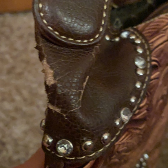 Leather work purse with rhinestone - Picture 9 of 10